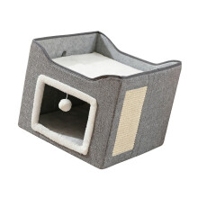 Foldable Cats Bed House With Double Tiered Design And-square