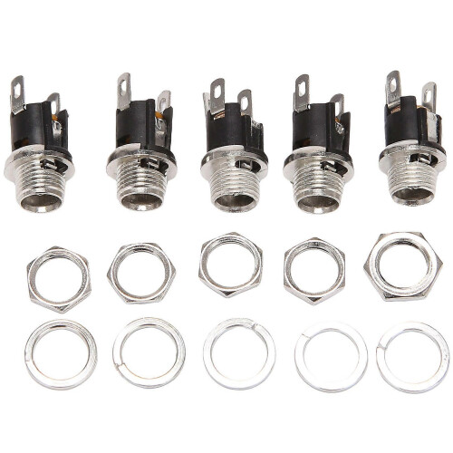 5 Stück 5,5 mm x 2,1 mm DC-Strombuchse, weiblicher Einbaustecker