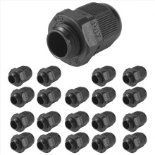 20 conectores de prensaestopas de pl??stico negro impermeables PG7