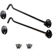 2 Pieces Stainless Steel Storm Hooks Cabin Hooks With Fixing Screws For Barn Door, Bathroom, Window, Sliding Door (200mm, Black)