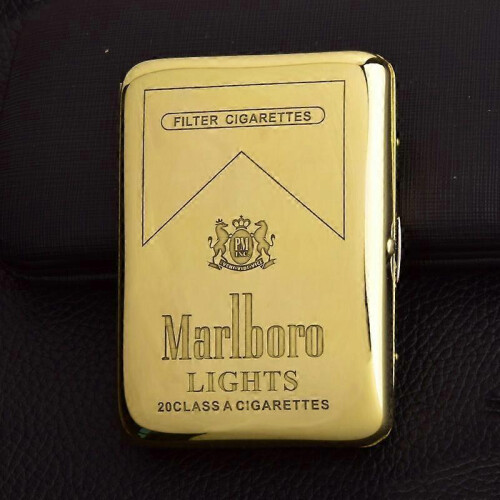 Metal cigarette case, can hold 16 cigarettes, vintage copper Camel/Marlboro