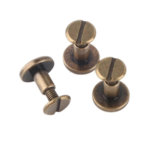 20pcs Flat Head Copper Brass Screws Nuts Nails Rivets Leather Cap Accessory (8mm) 2
