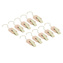 10cm Hanging Clips Metal Hook with Wood Clip 360 Degree Rotating Clothing Hooks for Closet Office Workshop