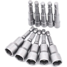 10 Stück magnetische Sechskant-Steckschlüssel 6-19 mm Sechskantschaftmutternversteller 1/4" magnetischer Bit