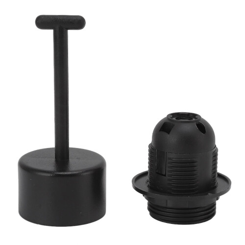 10Pcs E27 Light Base Socket Copper Core High Temperature Resistance E27 Light Holder Base with Lamp Sleeve for DIY Black 1