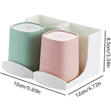 Toothbrush Holder Wall Mounted, Adhesive Electric Toothbrush Holder With 1 Travel Magnetic Cups 2 Cups Toothbrush Caddy Toothbrush Storage Box Bathroo