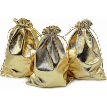 100 Pack 5x7 Gold Organza Drawstring Bags for Jewelry Wedding Favors Candy Gifts Party Christmas Chocolate Pouches