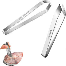 2er-Pack Fischgrätenpinzette aus Edelstahl, Küchenzange für Fisch, Geflügel, Schweinefleisch und Haarentfernung