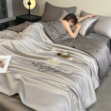 (Light Grey, 100cm*150cm) (1 Summer Quilt, Pillow Not Included) Luxury Ice Fiber Fabric Embroidered Comfortable