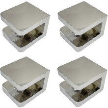 4er-Pack Glasklemmen, bohrfreie Glashalterung, Regalhalterung, Clip-Unterstützung (für 8-10 mm Glas, Chrom)