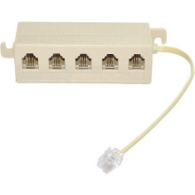 5-fach RJ11-Telefonanschlussdose (6P4C), modular, beige, 1 Eingang, 5 Ausgänge
