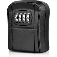 Schlüsseltresor zur Wandmontage, Mini-Schlüsseltresor für den Außenbereich mit zurücksetzbarem 4-stelligen Zahlencode, wasserdicht (Schwarz)