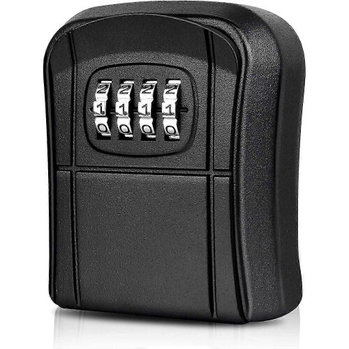 Key Box Wall Mounted Mini Key Safe Outdoor Key Box with Resettable 4-Digit Numeric Code Waterproof(Black)