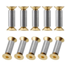 10 Packs Knife Handle Screws Rivets Bolts Fasteners, Gold Hex Flat Head Screws, Knives Maker Screws