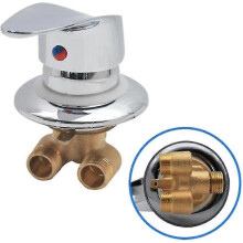 Grifo de ducha cromado para ba?o con mezclador de lat??n, conector G1/2" y desviador de agua fr??a y caliente para cabina de ducha.