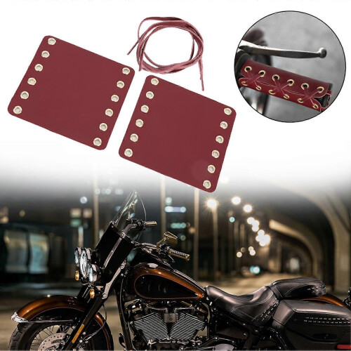 Motorcycle Leather Handlebar Hand Grip Covers Motorcycle Modification Accessories(Brown) 2