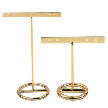 2pcs Fashion Earrings Storage Rack Holder T-shape Ear Studs Stand Jewelry Display Rack Organizer Small and Large Size (Golden)