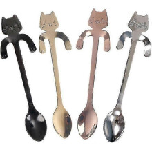 4 Pcs/set Coffee Spoon Mini Cat Hugging Kitty Spoon,tea Soup Sugar Dessert Appetizer Seasoning Bistro Spoon,hanging Cup Spoon By
