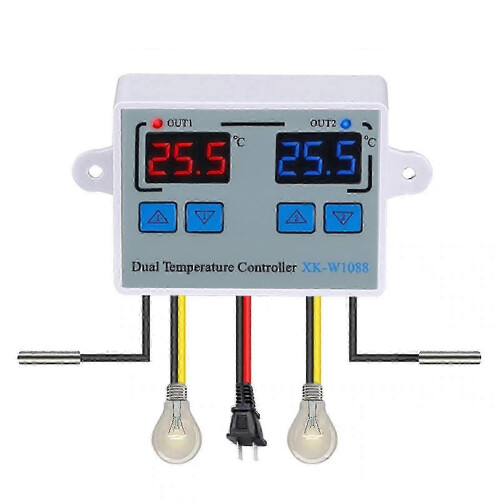 Dual Digital Thermostat Temperature Controller Two Relay Output Thermoregulator For Incubator Heating