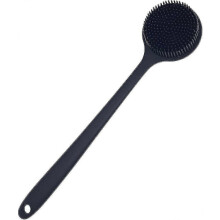 Long-handled Shower Body Brush Made of Soft Silicone Hypoallergenic BPA-Free Black