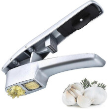 2 in 1 Garlic Press & Slicer - Heavy Duty Aluminum Alloy Non-Leak Garlic Mincer - Professional Food Grade Safe Easy Use