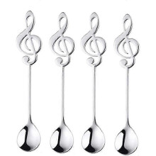 4er-Set Dessertlöffel mit Musiknoten – Dekorative Rührlöffel für die Küche