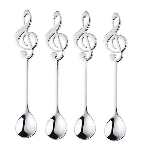 4PCS Musical Note Dessert Spoons - Decorative Mixing Teaspoons for Home Kitchen