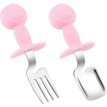 Kinderbesteck-Set aus Edelstahl mit Haken – Gabel und Löffel für Babys, Kinder, Zuhause und Schule
