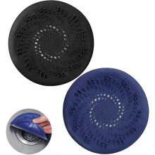 2er-Pack Silikon-Abflusssieb für Dusche & Waschbecken, Haarsieb mit Saugnäpfen (Grau & Blau)