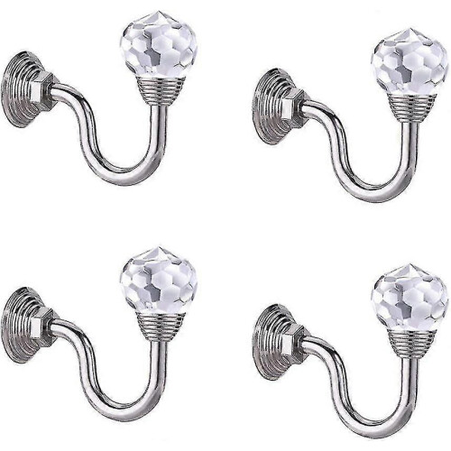 4 Pcs Crystal Curtain Holdbacks Hooks Drapery Tiebacks Tassel Holder 1