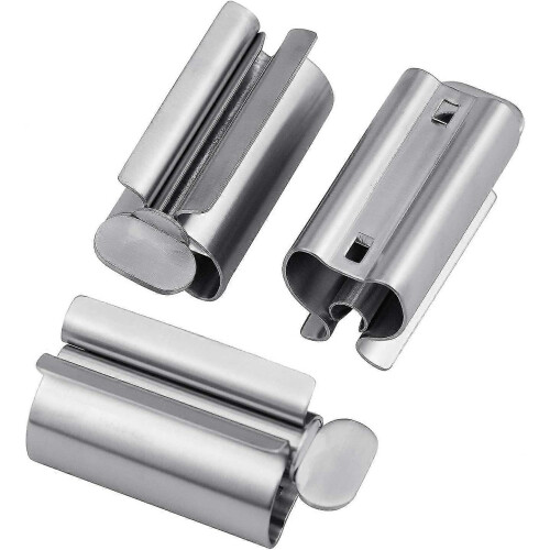 Pxcl Set Of 3 Stainless Steel Squeezer Toothpaste Holder, Rotating Toothpaste Dispenser, Rolling Tube Toothpaste Squeezer 2