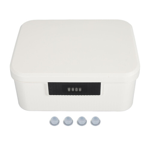 9L Capacity Lockable Storage Trunk for Files Document Organizer Double Layer Password Storage Locking Box White 1