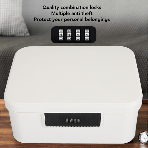 9L Capacity Lockable Storage Trunk for Files Document Organizer Double Layer Password Storage Locking Box White 2