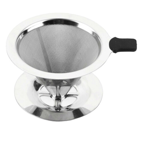 1Pc Stainless Steel Pour Over Coffee Dripper Double Layer Mesh Filter Cup Stand Home Office Use 1