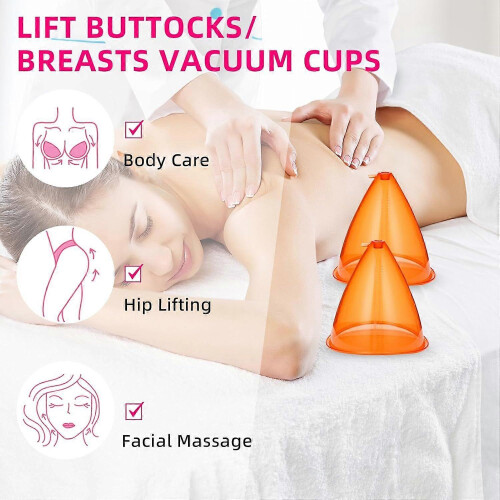 (150ml)Extra-Large Buttock Vacuum Suction Therapy Cups,2 Pcs Vacuum Cups with 1