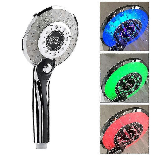 Led Light Lcd Display Third Gear Water Flow Self Illumination Temperature Control Shower Head 1