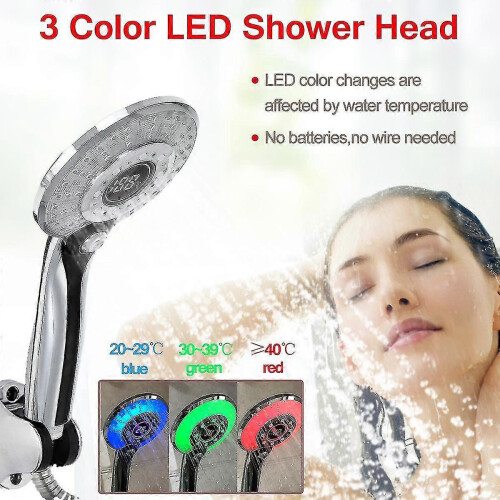 Led Light Lcd Display Third Gear Water Flow Self Illumination Temperature Control Shower Head 2