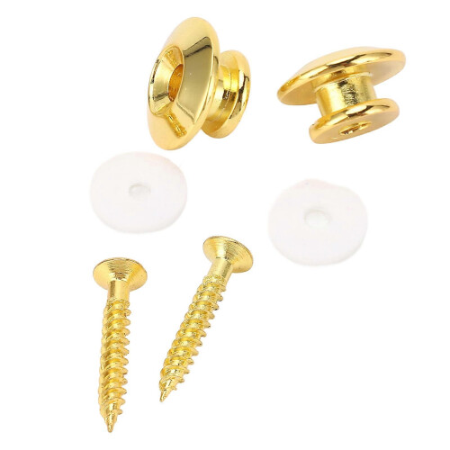 2 Pcs Guitar Strap Button Secure Locking Gold Metal Universal Guitar Strap End Pins 2