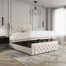 (4ft Small Double(No Drawers), Steel(with Mattress)) Divan Bed Set Plush Velvet Upholstered Drawers Storage Bed 20" Headboard & Mattress