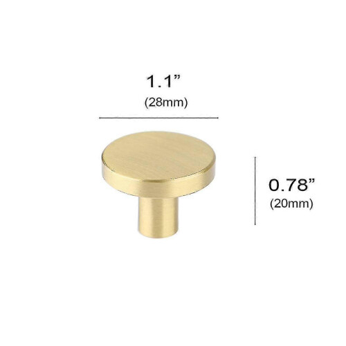 4 Pcs Round Cabinet Knobs, Solid Brass Dresser Knobs Brushed Gold Cabinet Knobs For Kitchen Drawers (1.1x0.79) 2