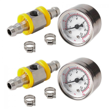 2X Universal Fuel Pressure Gauge 1/8 NPT(140 Psi) with 3/8 Inch Fuel Line Fuel Pressure Gauge Sensor T-Fitting Adapter