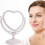 Makeup Mirror Heart Shaped Rotatable Double Sided Desktop Cosmetic Vanity Mirror(1pc, White) 3