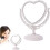 Makeup Mirror Heart Shaped Rotatable Double Sided Desktop Cosmetic Vanity Mirror(1pc, White) 5