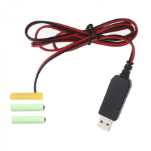 (1m)USB 5V2A to 4.5V Dummy Battery Power Cable For 3x 1.5V LR03 AAA Battery Eliminators for Electronic Toy Remotes