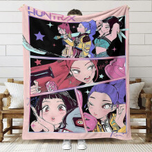 (150x130cm, SNT016) Stylish and trendy girl group pattern blanket, fantasy anime movie bedding, Kpop