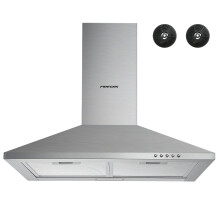 FIREGAS Cooker Hoods 60cm with Carbon Filters 308m³/h Stainless Steel Extractor Hood Recirculating Cooker Hood 600mm Kitchen Extractor Fan,Silver