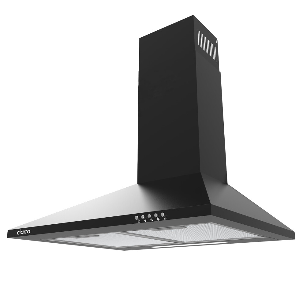 Ciarra Cab6201a Cooker Hood Black Chimney Range Hood 600Mm Recirculati