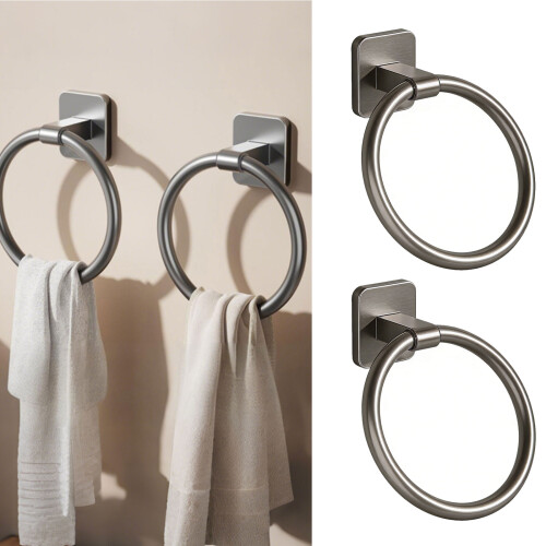 Space Aluminum Rust Proof Towel Holder Round Shape- white 2