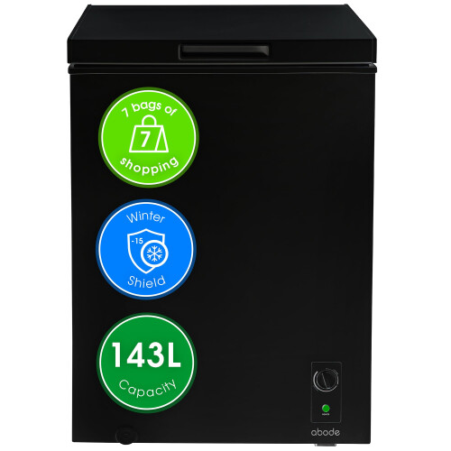 Abode Freestanding Black Chest Freezer 142L with Removable