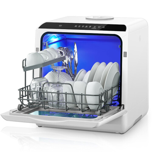 Table Top Dishwasher, Mini Countertop Dishwasher W/ 6 Programs, Delaye